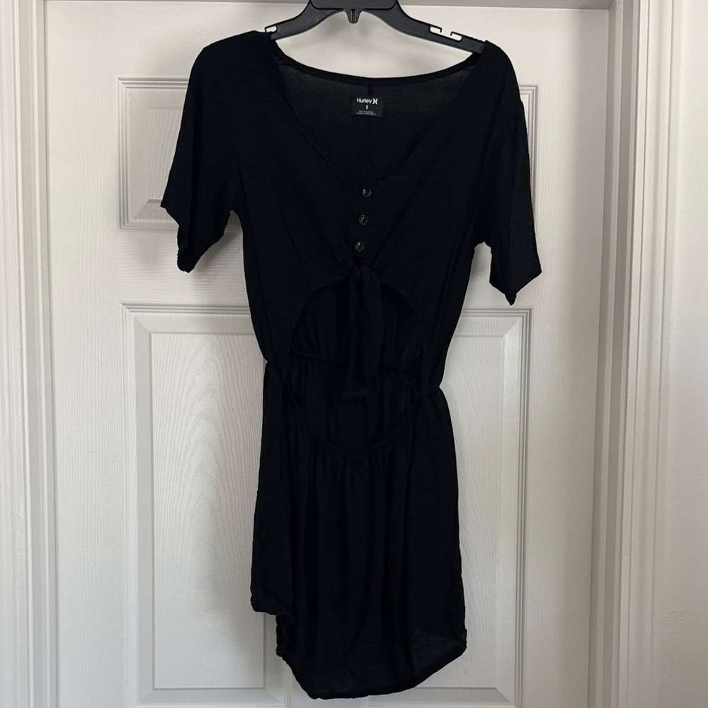 Hurley Black Button-Front Mini Dress